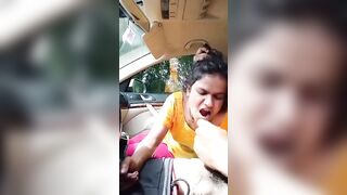 Desi bitch sucks dick in the car for money