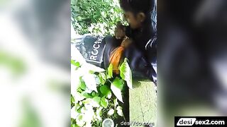Sweet college girl sucks cock in the public park