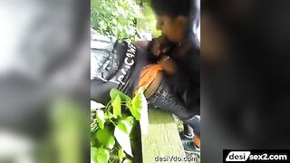 Sweet college girl sucks cock in the public park