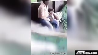 Desi man boobs pressing and blowjob with aunty in park